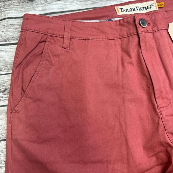 Tailor Vintage Men's Slim Fit Chino Pants Trousers Rust Red 36 x 30 Casual NWT - Picture 6 of 13